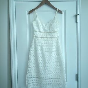 Lace Midi spaghetti straps  white dress .